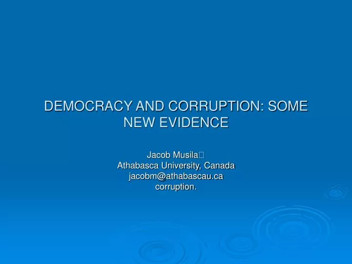 democracy and corruption some new evidence
