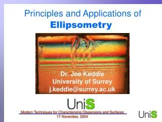 Principles and Applications of Ellipsometry