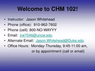 Welcome to CHM 102!