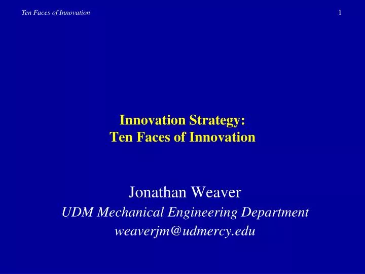 innovation strategy ten faces of innovation
