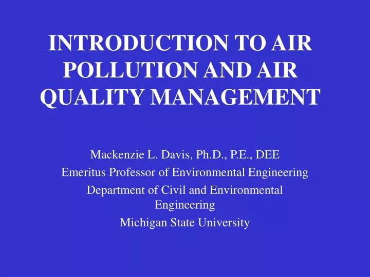 introduction to air pollution and air quality management