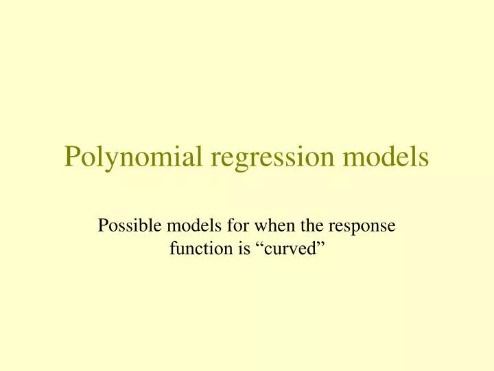 polynomial regression models