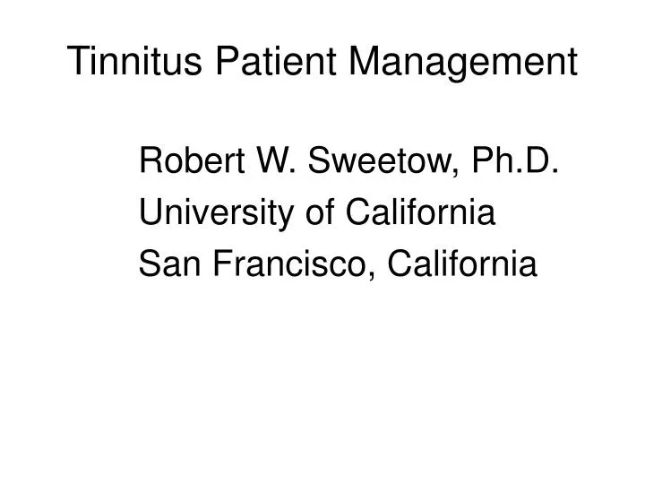 tinnitus patient management