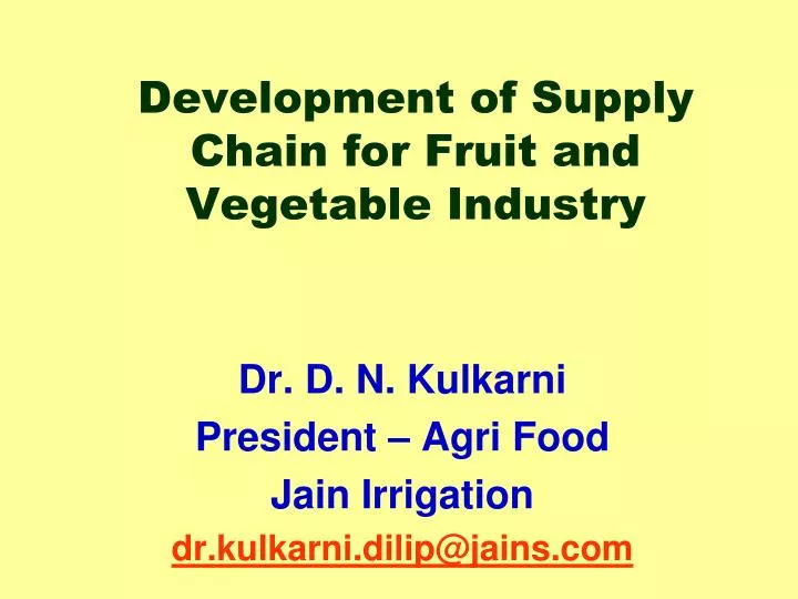 development of supply chain for fruit and vegetable industry