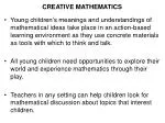 CREATIVE MATHEMATICS - slide 1