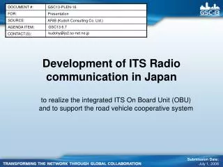 Development of ITS Radio communication in Japan