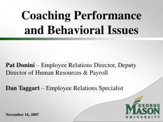 Coaching Performance and Behavioral Issues