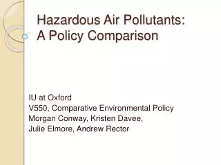 Hazardous Air Pollutants: A Policy Comparison