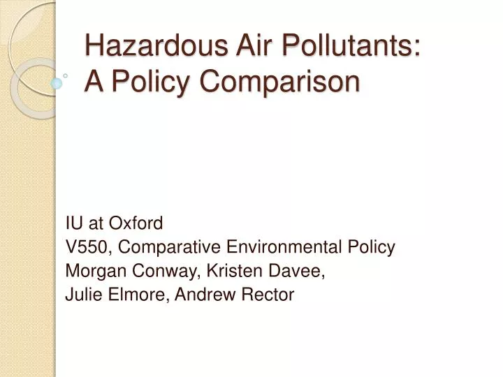 hazardous air pollutants a policy comparison