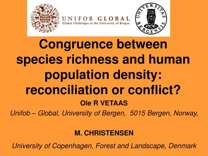 congruence between species richness and human population density reconciliation or conflict