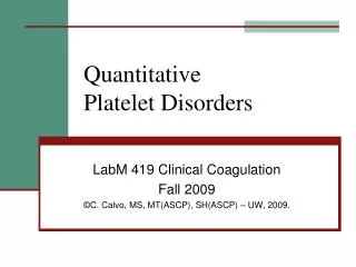 Quantitative Platelet Disorders