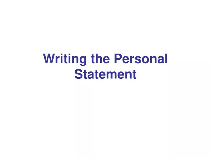 writing the personal statement