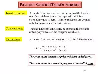 Poles and Zeros and Transfer Functions