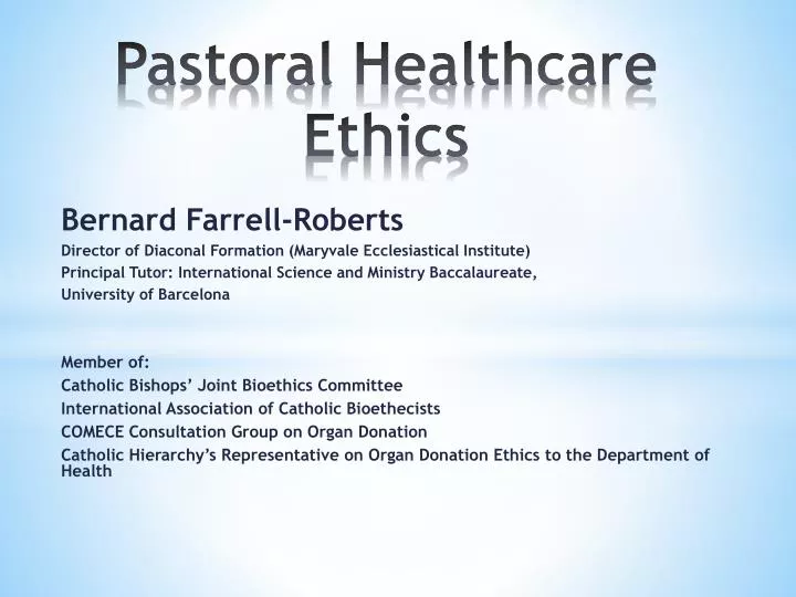 pastoral healthcare ethics