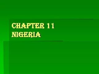 Chapter 11 Nigeria
