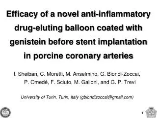Efficacy of a novel anti-inflammatory drug-eluting balloon coated with genistein before stent implantation in porcine
