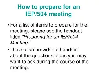 How to prepare for an IEP/504 meeting