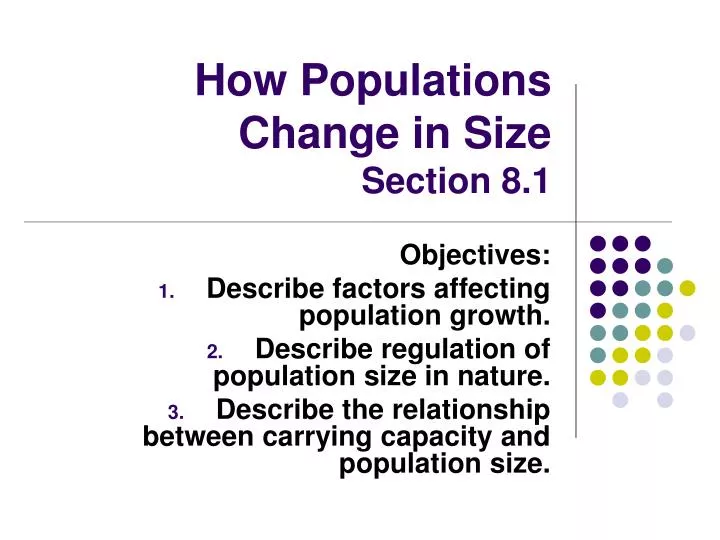 how populations change in size section 8 1