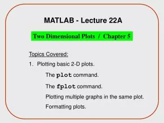 MATLAB - Lecture 22A