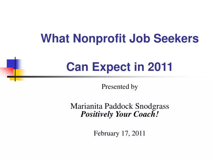what nonprofit job seekers can expect in 2011
