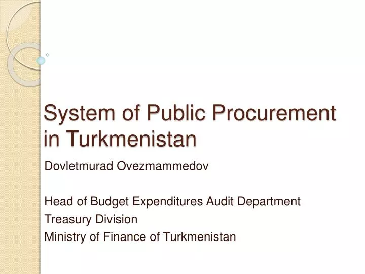 system of public procurement in turkmenistan