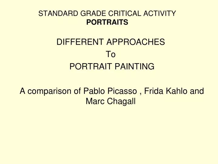 standard grade critical activity portraits
