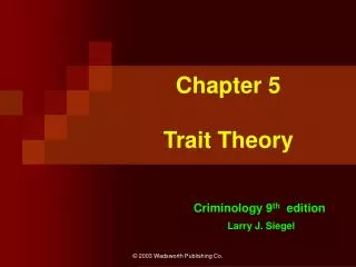 Chapter 5 Trait Theory