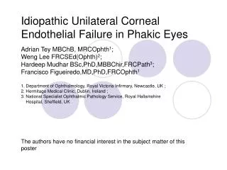 Idiopathic Unilateral Corneal Endothelial Failure in Phakic Eyes