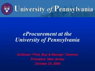 eProcurement at the University of Pennsylvania