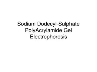 Sodium Dodecyl-Sulphate PolyAcrylamide Gel Electrophoresis