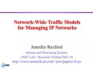 Network-Wide Traffic Models for Managing IP Networks