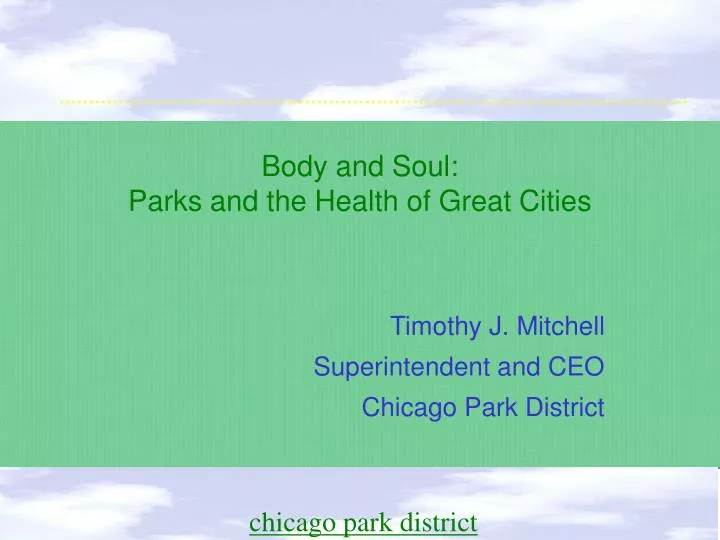 body and soul parks and the health of great cities