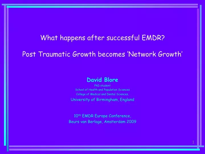 what happens after successful emdr post traumatic growth becomes network growth