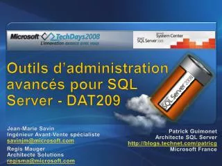 outils d administration avanc s pour sql server dat209