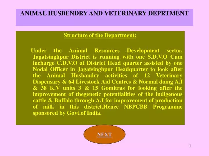 animal husbendry and veterinary deprtment
