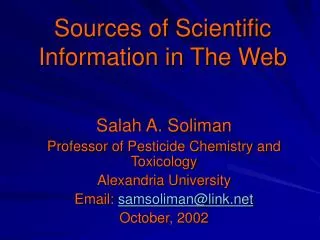 Sources of Scientific Information in The Web