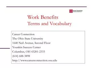 Work Benefits Terms and Vocabulary