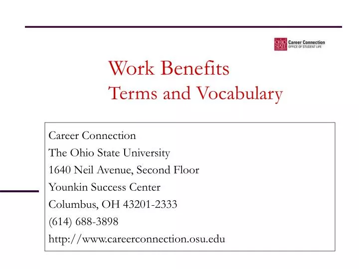 work benefits terms and vocabulary