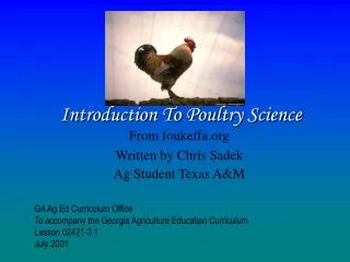 Introduction To Poultry Science
