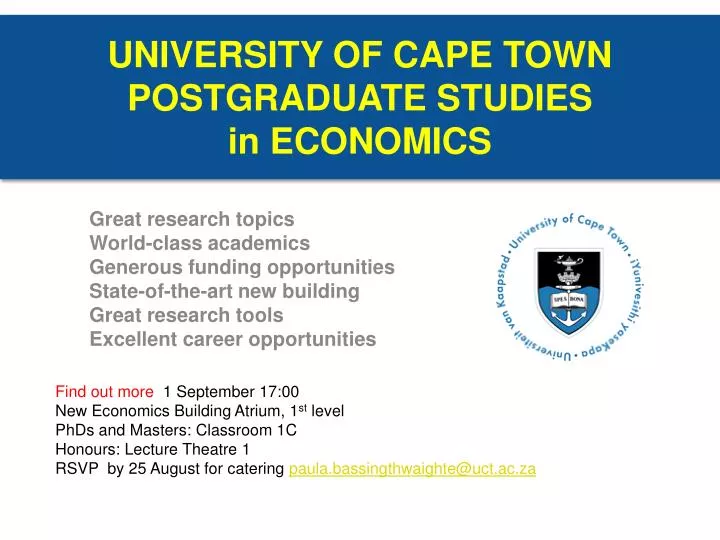 university of cape town postgraduate studies in economics