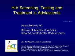 HIV Screening, Testing and Treatment in Adolescents