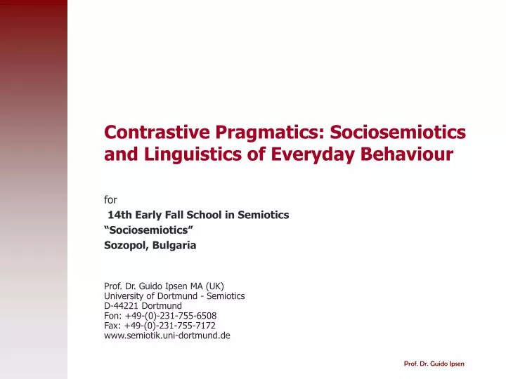 contrastive pragmatics sociosemiotics and linguistics of everyday behaviour