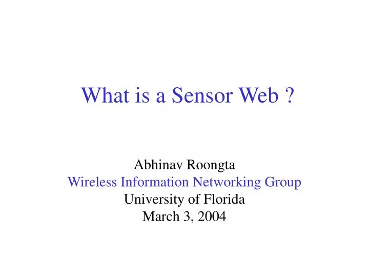 what is a sensor web