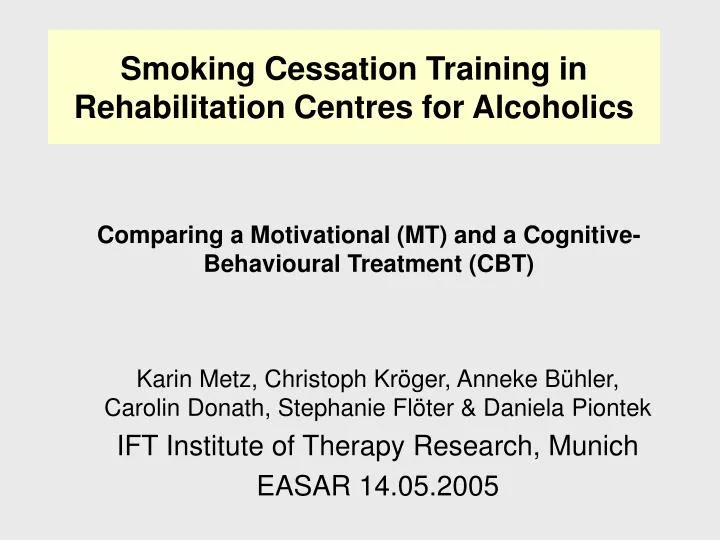 smoking cessation training in rehabilitation centres for alcoholics