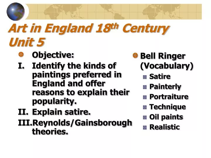 art in england 18 th century unit 5