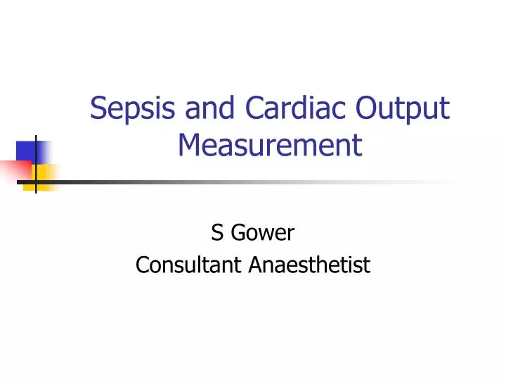 sepsis and cardiac output measurement