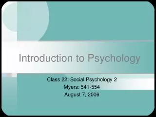 Introduction to Psychology