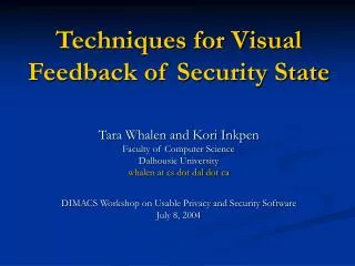 Techniques for Visual Feedback of Security State