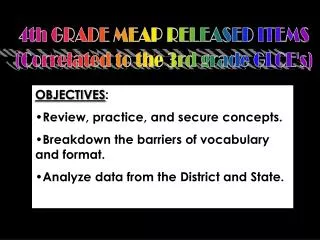 4th GRADE MEAP RELEASED ITEMS (Correlated to the 3rd grade GLCE's)
