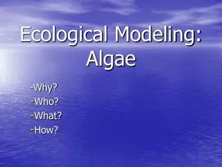 Ecological Modeling: Algae